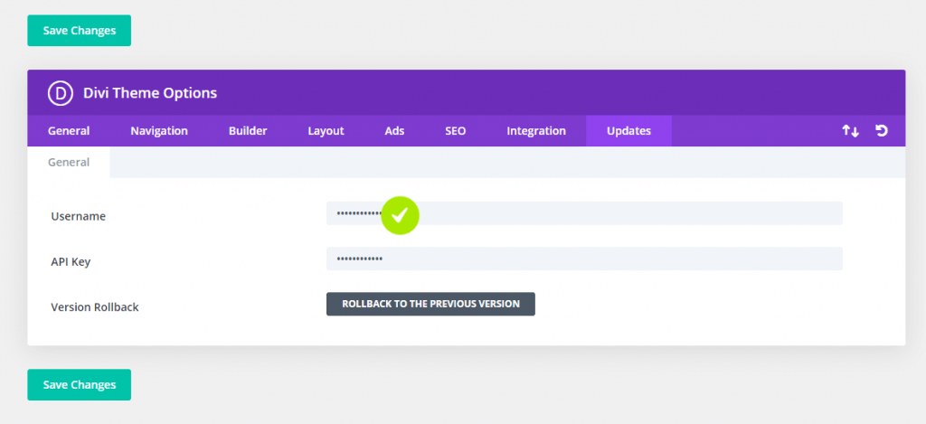 Divi Theme License Activation Using Lifetime API Key - Success