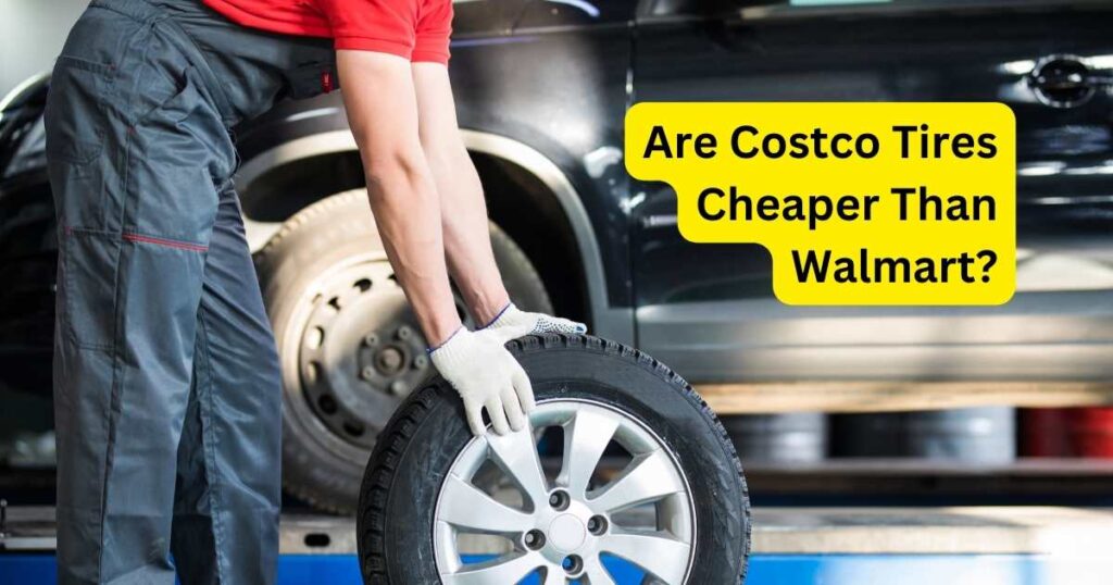How Costco Tires Become Cheaper than Walmart - A Car Mechanic is Holding Tire with both hands, and Tire is on Ground with Front Side.